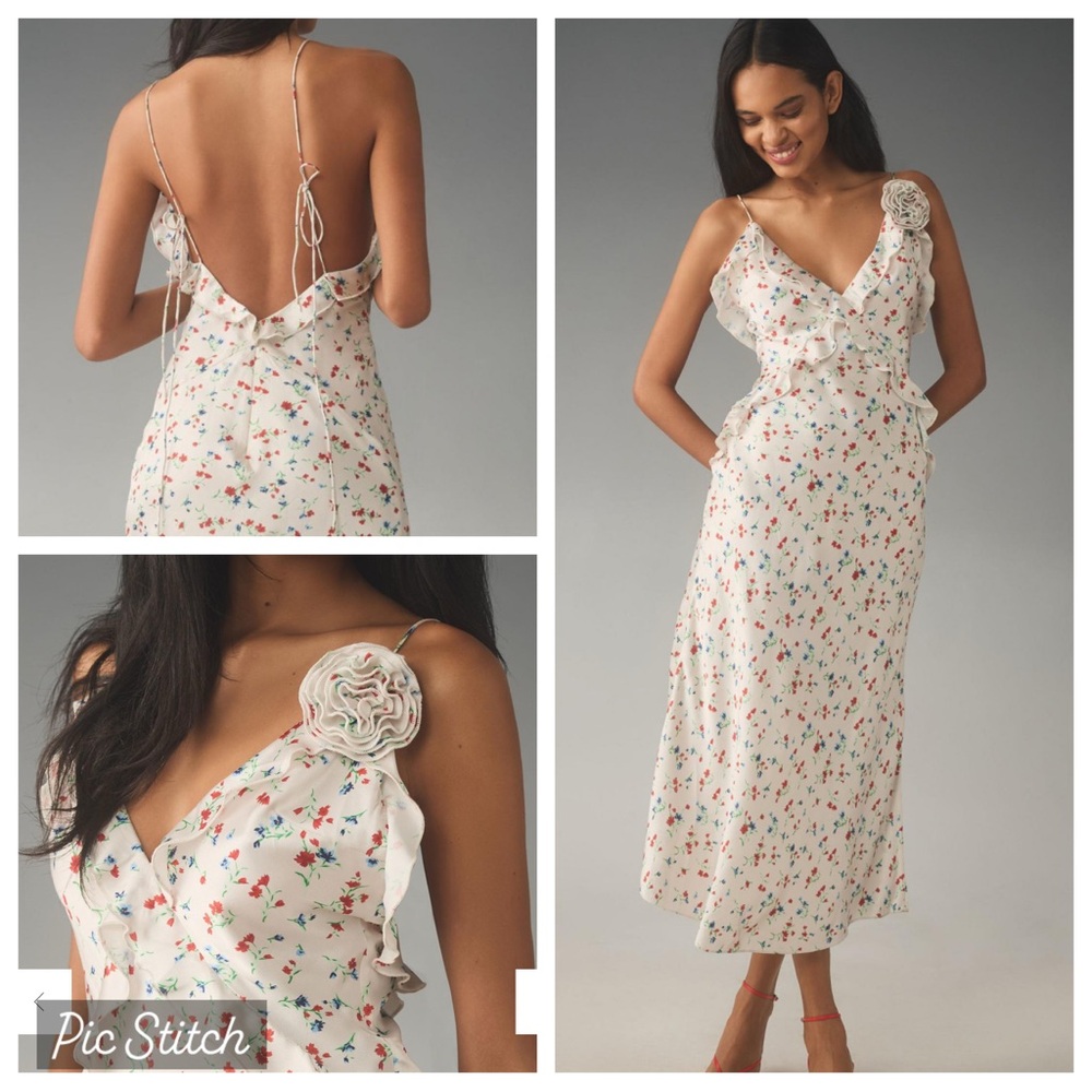 Bardot Olea Sleeveless Ruffle Midi Slip Dress Women's size S/4